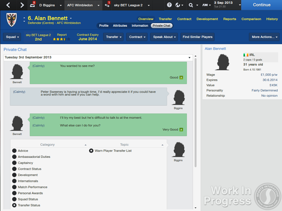 FM 2014 Player Conflict