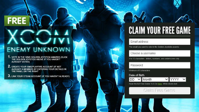 Golden Joystick get free XCOM Enemy Unknown