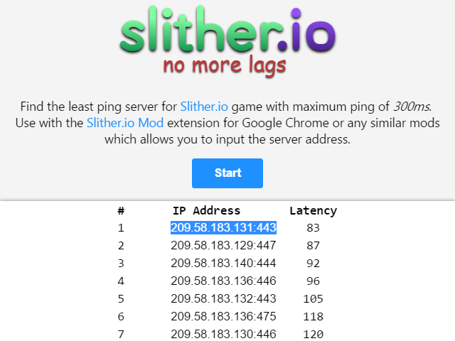 Slither no lag - server list